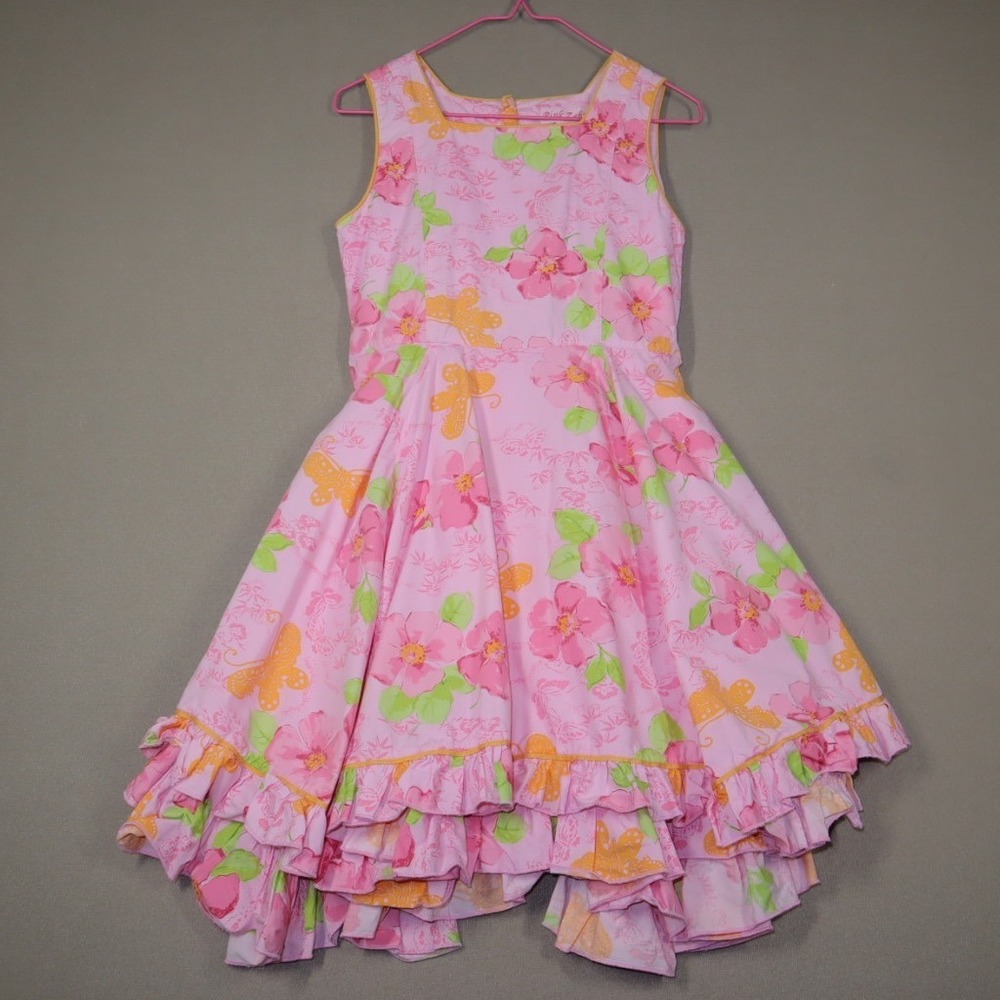 Vintages Girls Pink Floral Dress‎ by Pink Zebra - Size 8